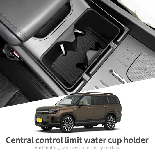 for Hyundai Santa Fe 2024 2025 Water Cup Holder Storage Box Silicone Cup Tray