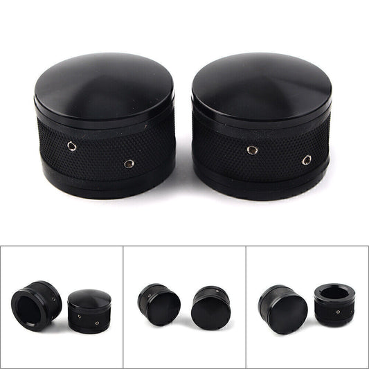 for Harley Sportster Softail Road King CNC Front Axle Nut Cover Cap Black 2pcs