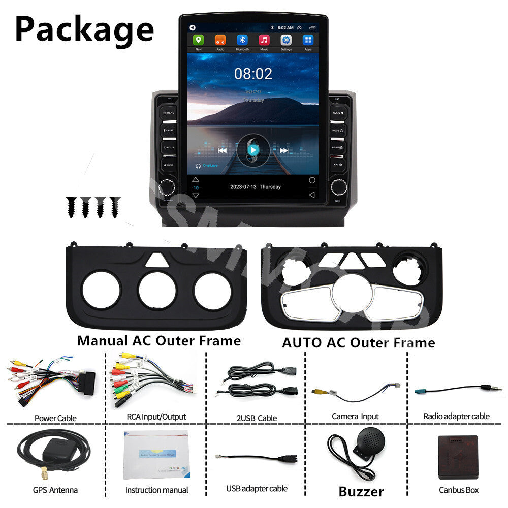 Android 13 For Carplay Stereo Radio Fit For 2013-2019 for Dodge for Ram 1500 2500 3500