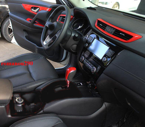 for Nissan Rogue 2014-2020 Red Carbon Fiber ABS Interior Decorate Kit Trim Cover