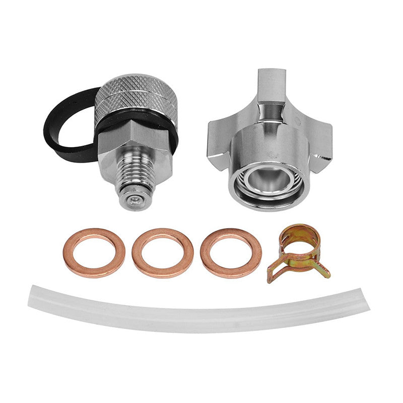 Quick Twist drain valve for M12-1.50 stainless steel drain hose accessories - no mess.