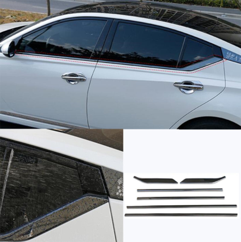 for Nissan Altima 2019-2024 Gloss Black Stainless Window Bottom Strip Cover Trim