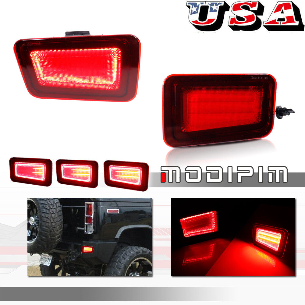 Suitable for 2005-09 for Hummer H2, Red Rear Bumper Reflector Tail Brake Light LHRH 2-Piece Set