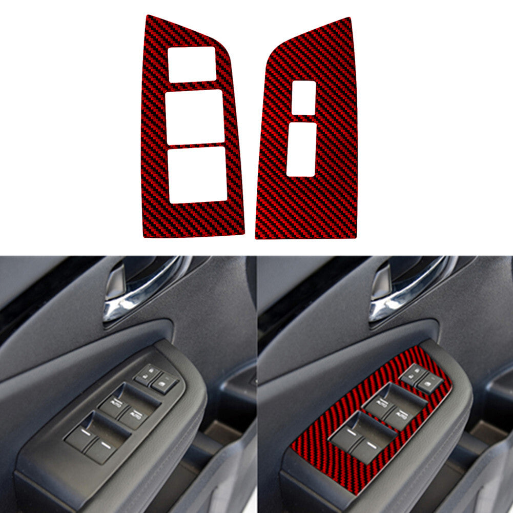 Red Carbon Fiber Front Door Switch Cover Trim for Honda Ridgeline Pilot 2017-20