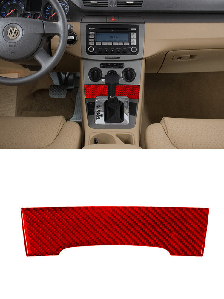 Console Gear Shift Panel Trim Interior Carbon Fiber for VW for Passat 2006-2011 Red