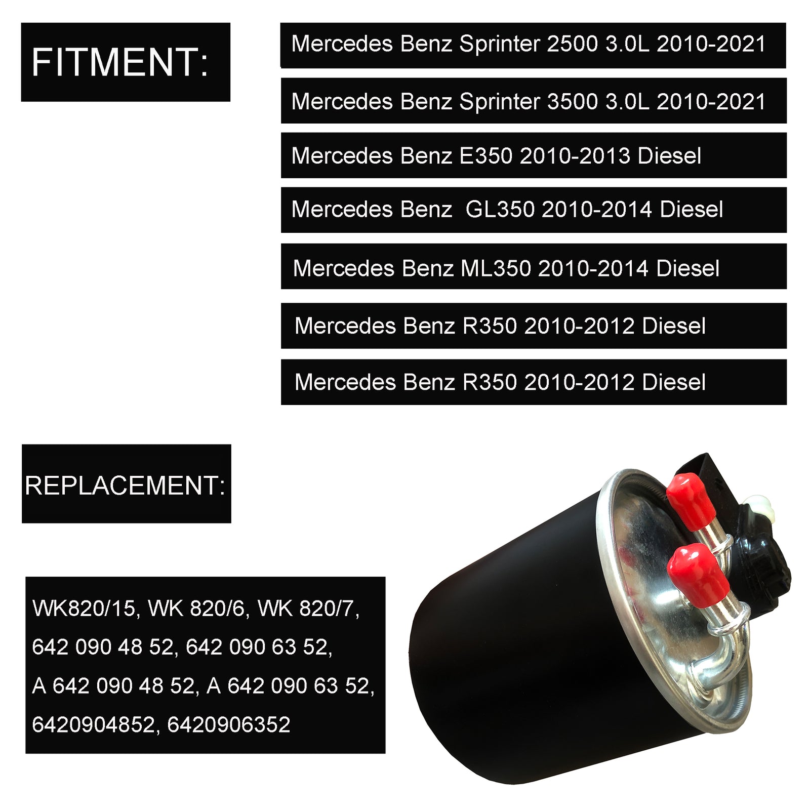 WK820/15 Fuel Filter with 5-Pin Fits for Mercedes-Benz E350 GL350 ML350 R350