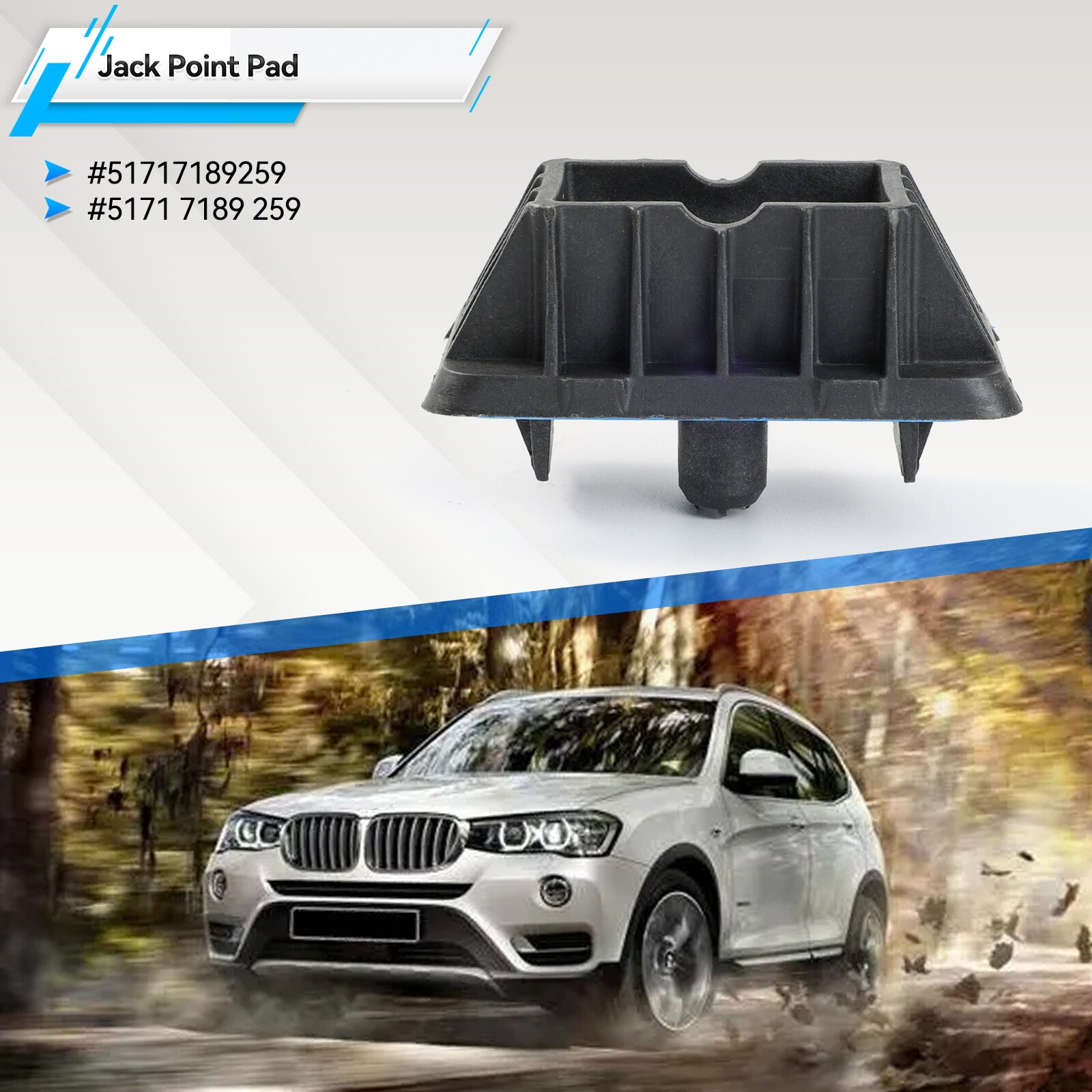 1 X Black Under Car Support Lifting Pad Pad for BMW X3/X4/X6/E70/F25 51717189259
