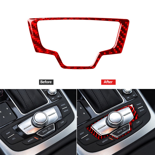 Red carbon fiber multimedia switch trim for Audi A6 2012-2018