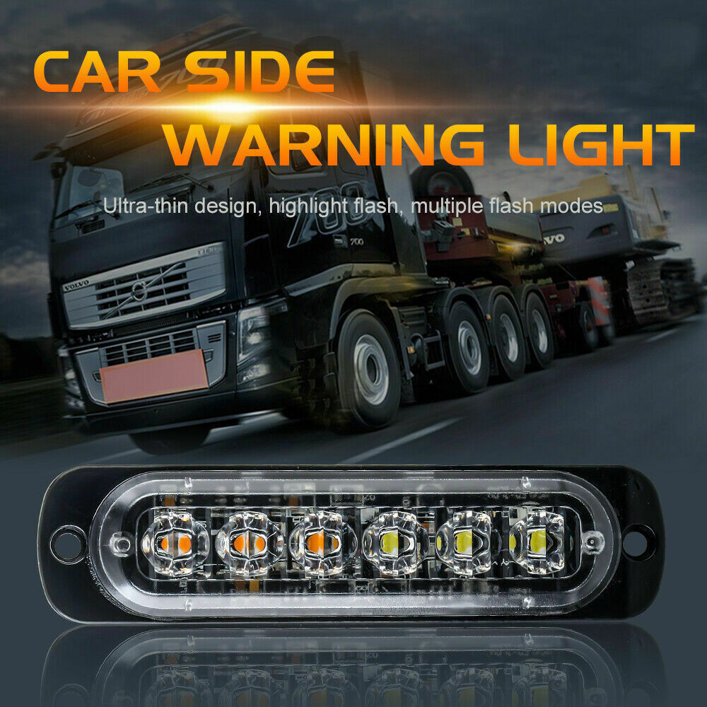 4x 6-LED Red Car Recovery Flashing Grill Beacon Warning Flashes 12V-24V