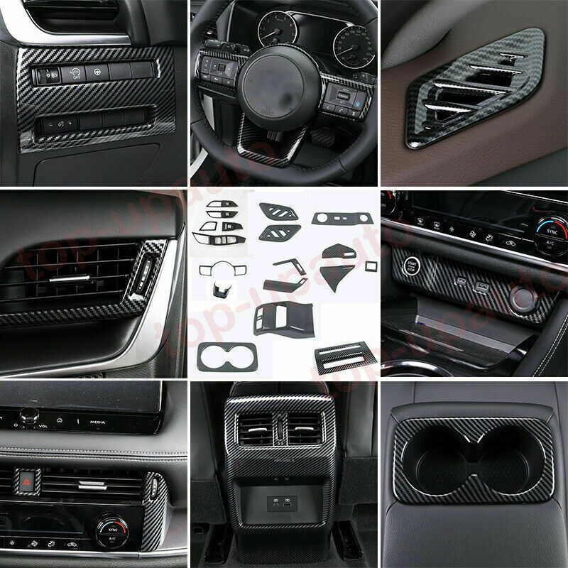 for Nissan Rogue 2021-2022 ABS Carbon Interior Full set Accessories Kit Trim 18P