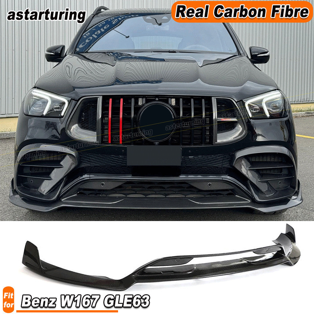 for Mercedes-Benz W167 GLE63 2021-23 REAL CARBON FIBER Front Bumper Lip Spoiler