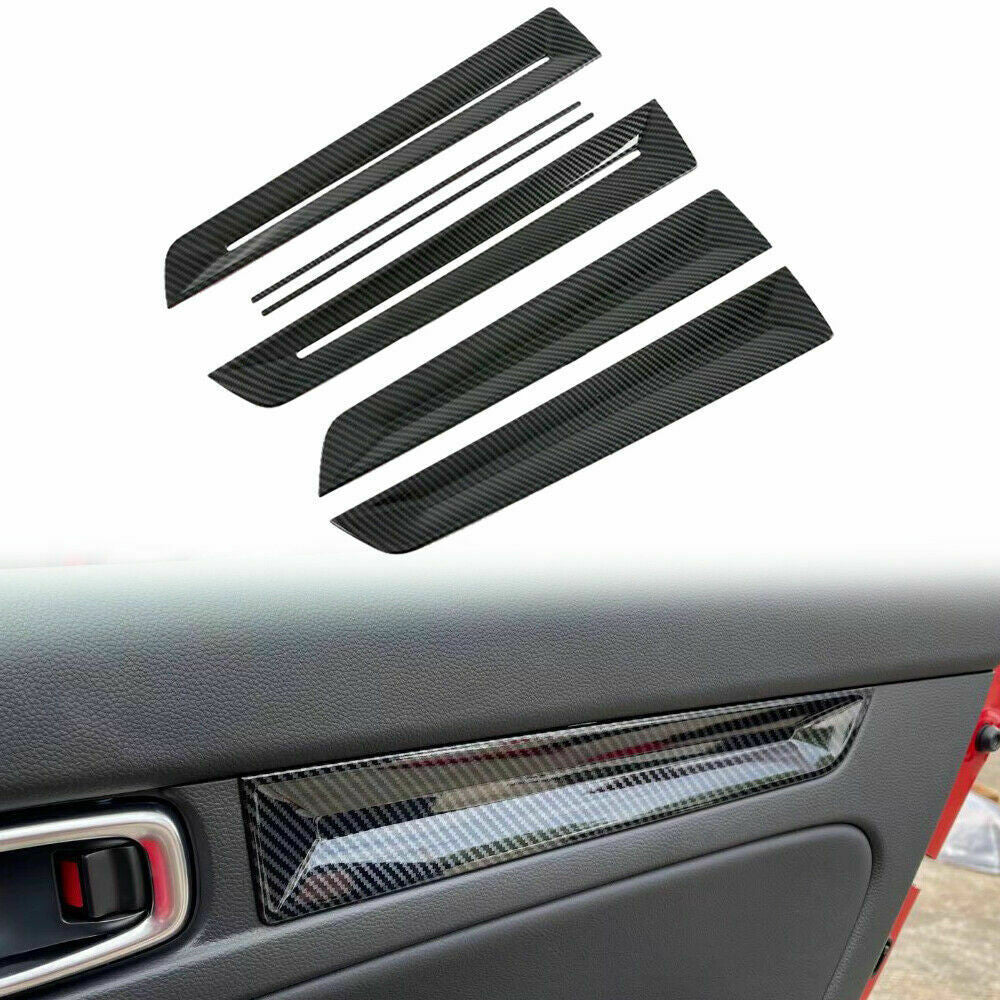 6X for Honda for Civic 2022-2023 Carbon Fiber Texture Interior Door Panel Cover Trim