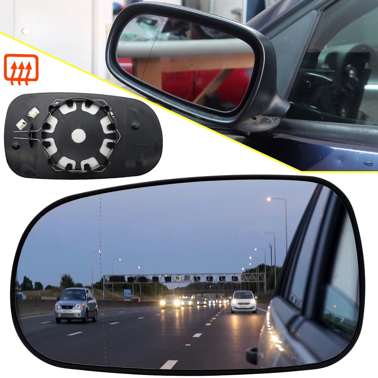 Passenger Side Wing Mirror Glass Heated Blind Spot for Saab 9-5 9-3 2003-2008