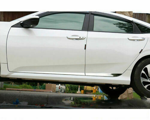 4X For 2016-2021 for Honda for Civic 10th Chrome Door Body Side Molding Cover Trim Steel