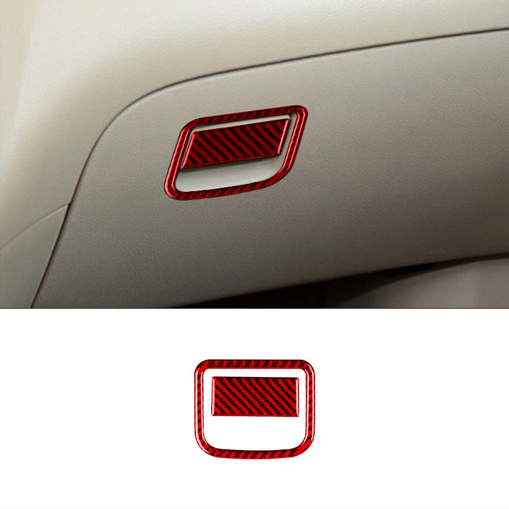 Red Carbon Fiber for Co -pilot Glove Box Frame Cover Trim for Nissan Rogue 2014-2016
