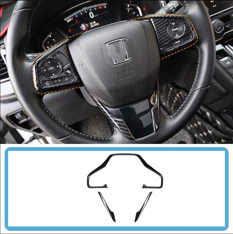 for Honda CRV CR-V 2017-2022 Carbon Fiber Inner Steering Wheel Decor Strips Trim