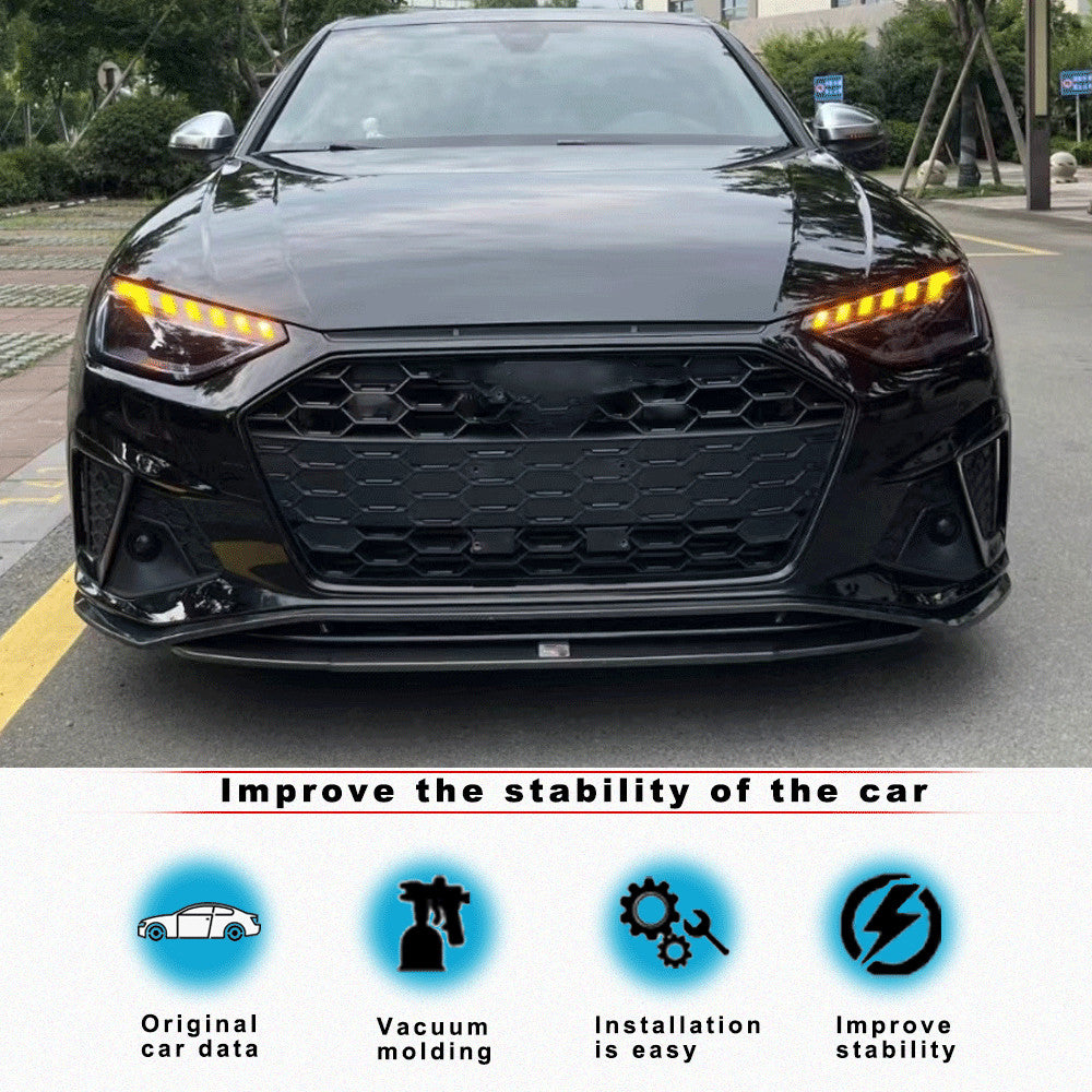 Fit for Audi A4 B9 S-LINE S4 Sedan 2020-23 REAL CARBON Front Bumper Lip Spoiler