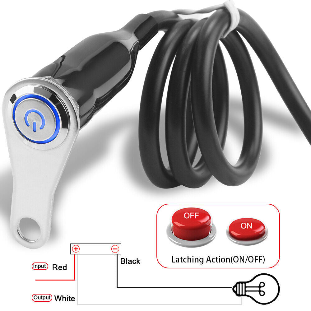 Motorcycle Handlebar LED Switch On/Off Mount Push Button 12V Headlight Fog Light