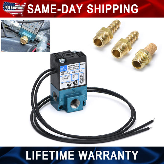 5.4W Electronic Control MAC 3 Port Boost Solenoid Valve + Barbed Brass Fittings