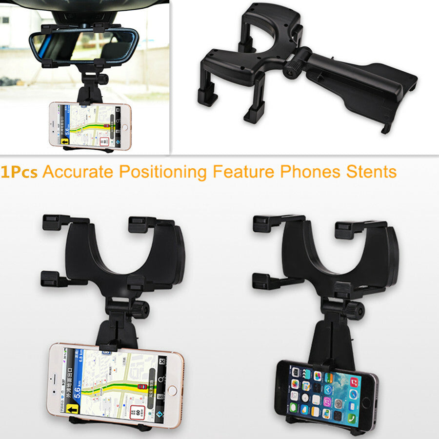 Auto Rearview Mirror Clip Mount Cell Phone Holder Bracket Stand Mobile Phone GPS