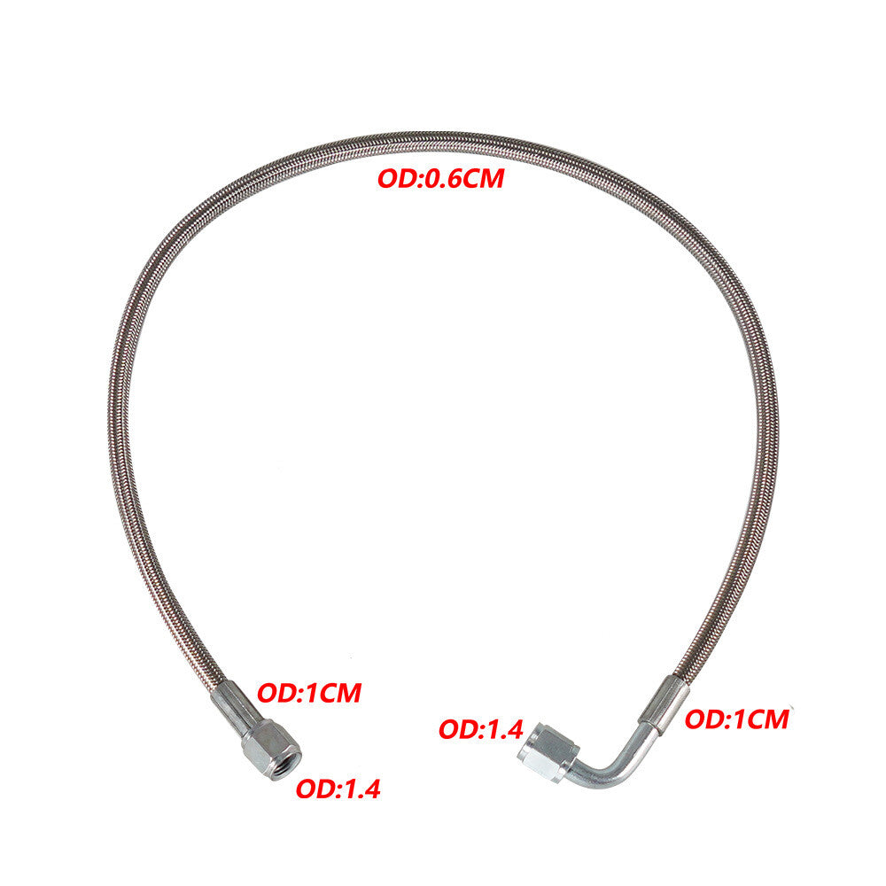 Turbine oil feed line 36-inch steel braided PTFE line 4AN 90° straight hose end PTFE