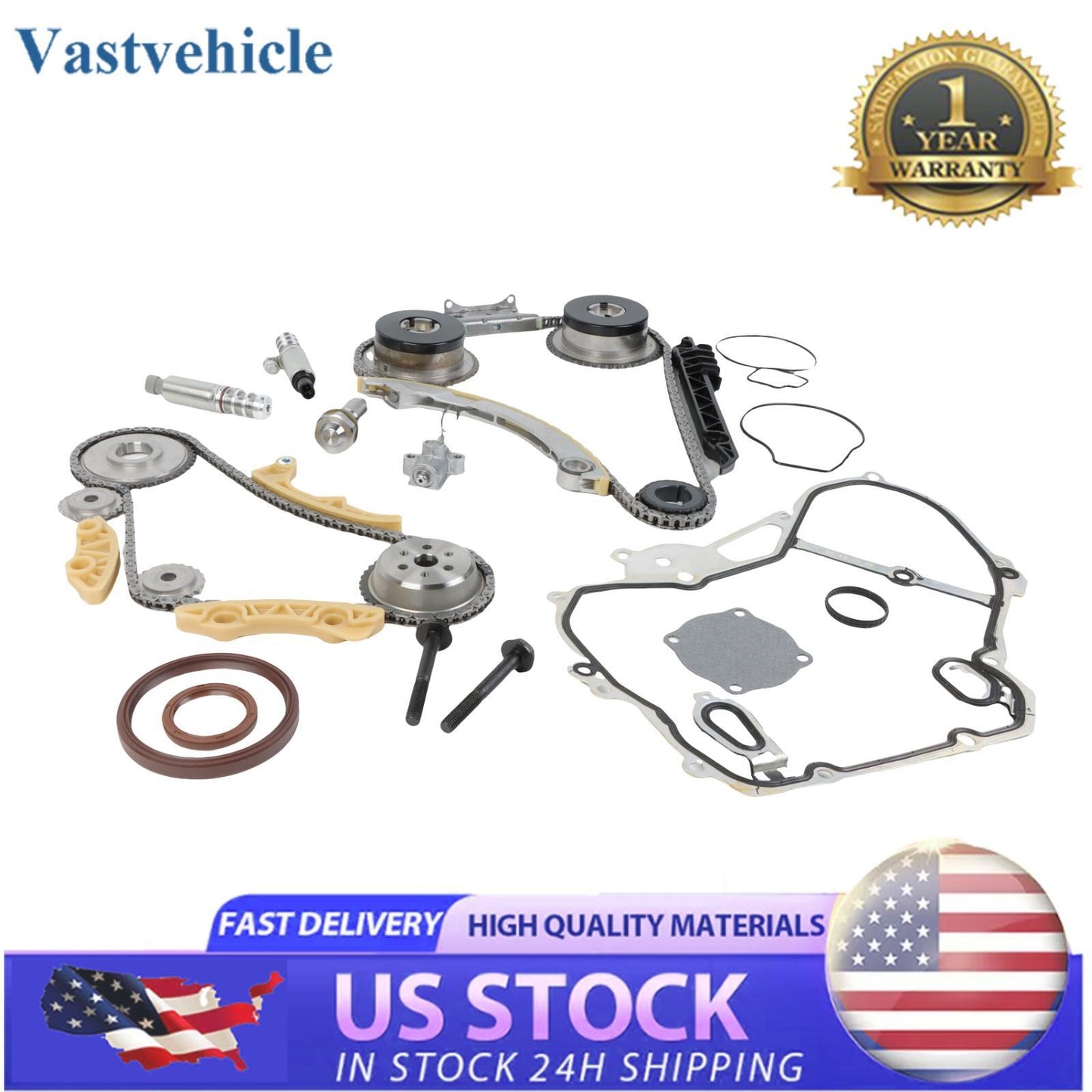 Timing Chain VCT Selenoid Actuator Gear Cover Gasket Kit For GM Ecotec 2.2L 2.4L