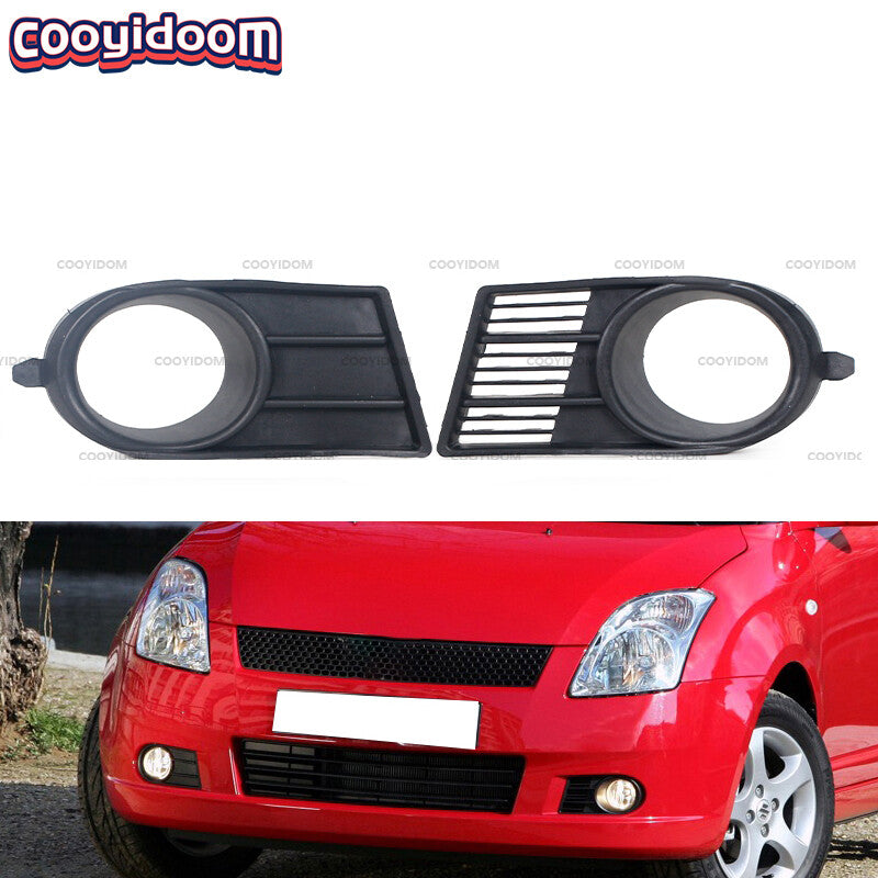 A pair of front bumper fog light grille black covers are available for the for Suzuki for Swift 2005 and 2006 models.