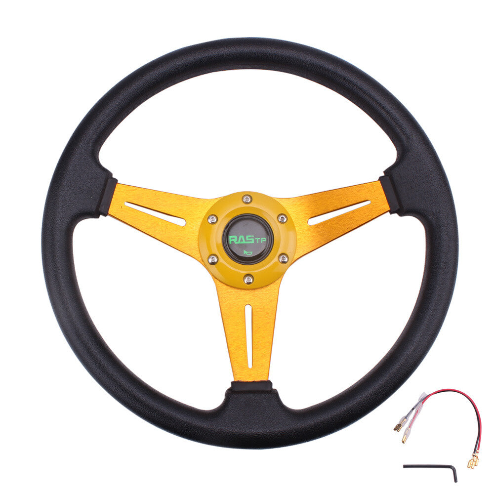 14inch Gold Steering Wheel Drifting Deep Dish Gold Ball Quick Release Adapter