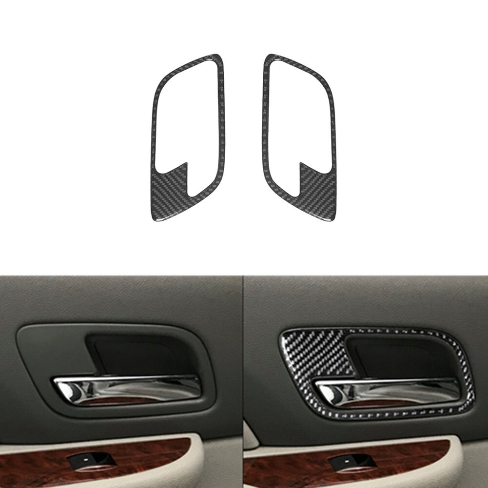 2Pcs Carbon Fiber Rear Door Handle Cover Trim For Silverado/tahoe/ for sierra 2007-14