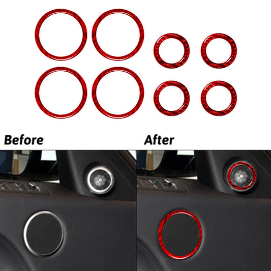 8X Red Carbon Fibre Speaker Ring Trim For Land for Range Rover Sport 2014-2017