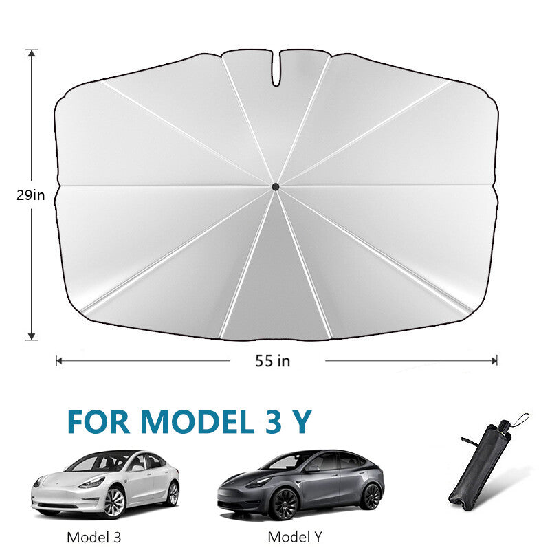 Car Windshield Sun Shade Umbrella for Tesla Model 3/Y Front Window Cover Visor
