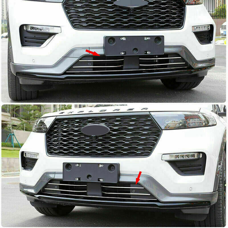 for Ford Explorer 2020-2022 Chrome Steel Front Bumper Grille Cover Strip Trim 5x