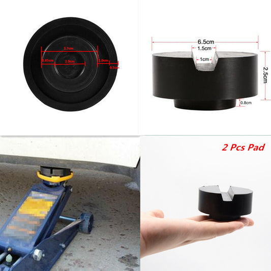 2x 6533mm Black Car Slotted Frame Rail Floor Jack Disk Black Rubber Pad Jackpad