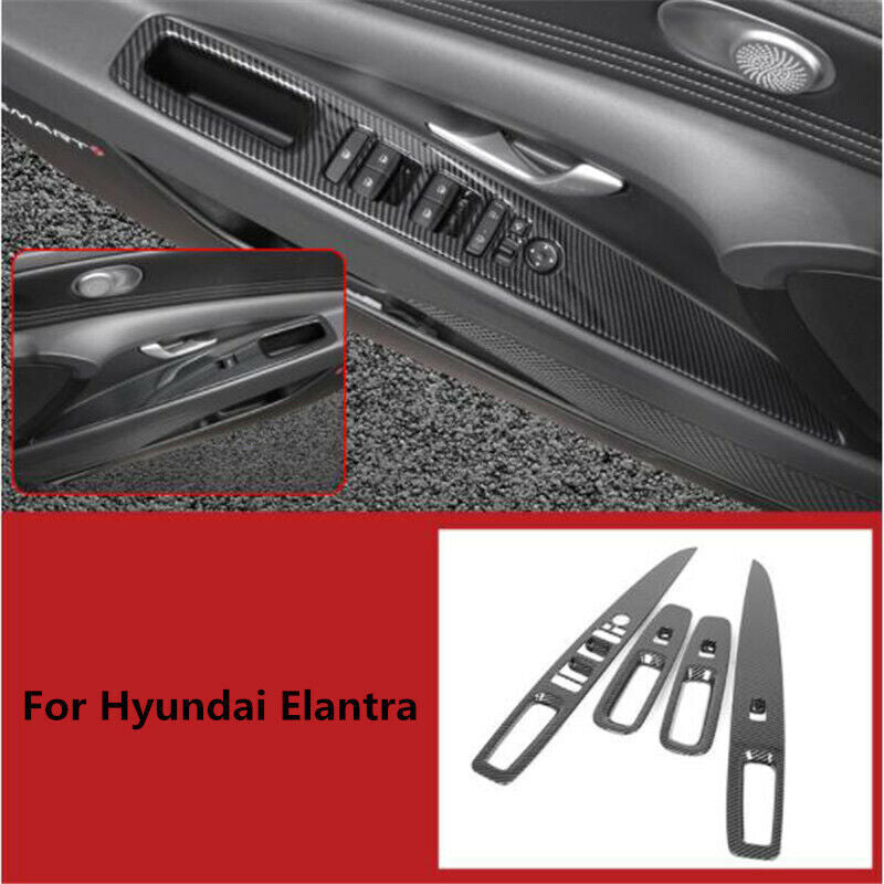 Carbon Fiber Window Lift Switch Panel Cover Trim for Hyundai for Elantra 2021 2022