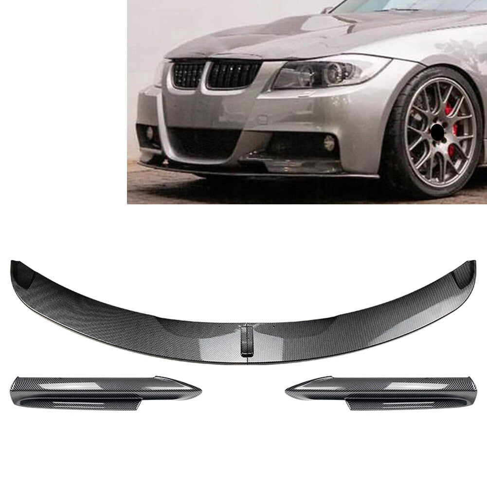 Front Bumper Spoiler Lip+Side Splitter Cover Trim for BMW 3 Series E90 Carbon