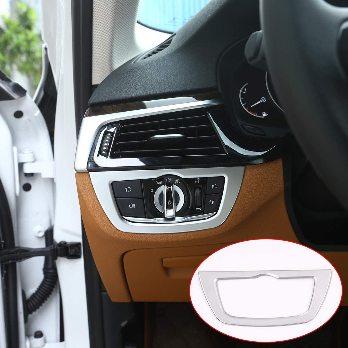 Silver headlight switch cover trim suitable for BMW 5 Series G30 G31 2017-2022