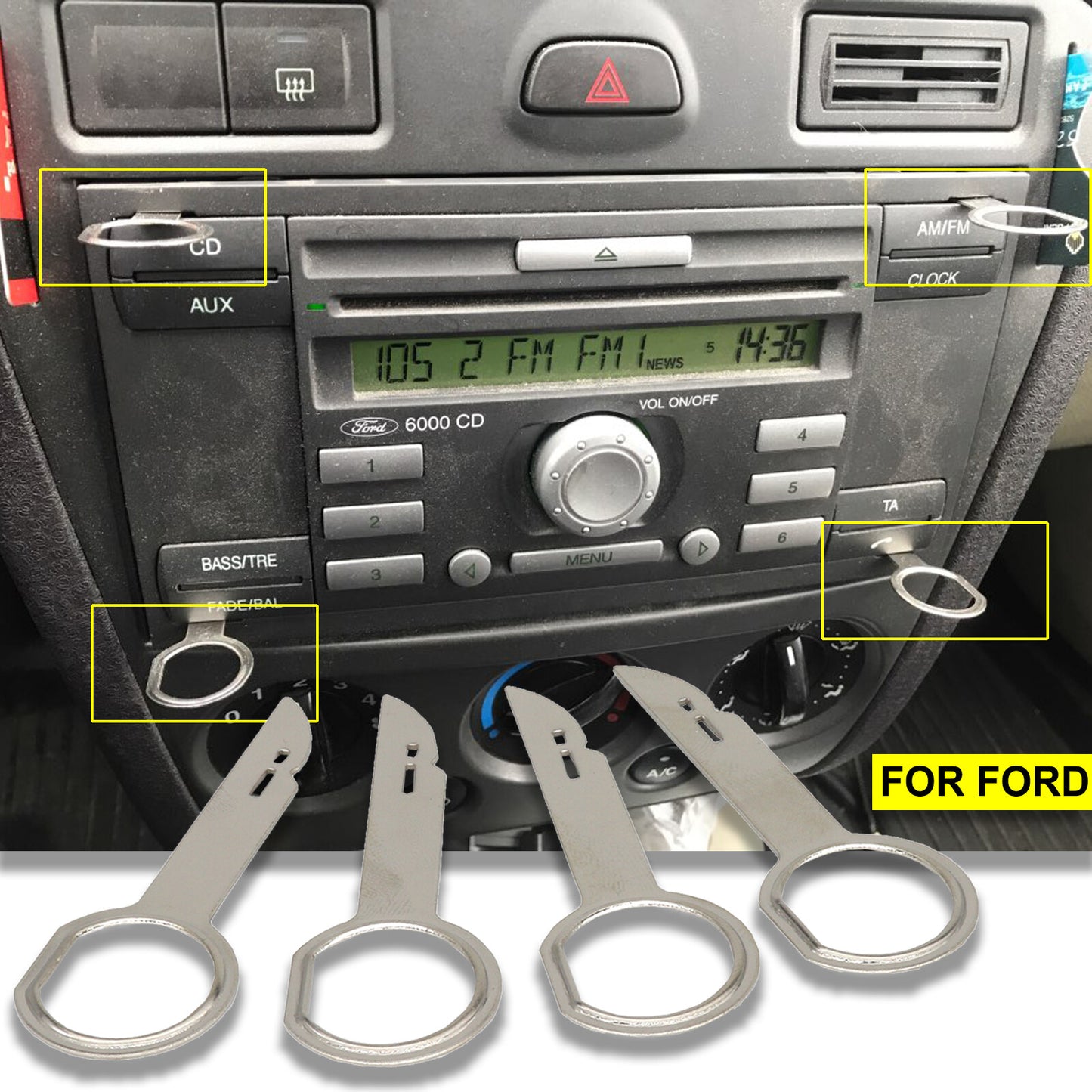 4pcs Radio Stereo Release Removal Tool Key for Ford Focus Fiesta C-Max Mondeo AU
