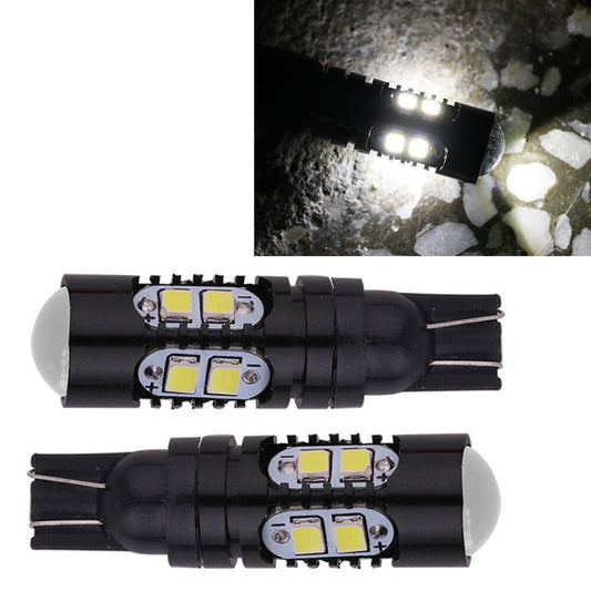 2pcs LED Bulbs Bright Lights Lamps T10 2323 10-SMD 12V 24V Pure White Car