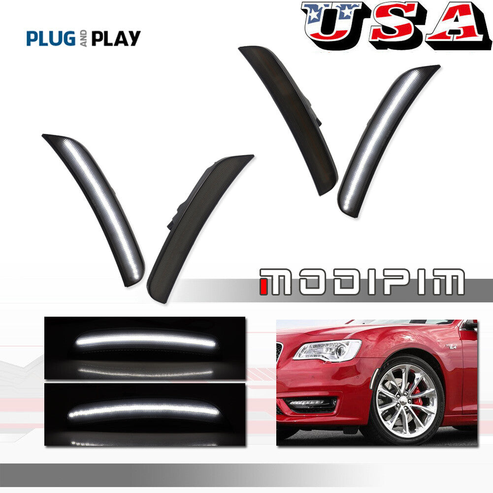 Suitable for 2015-23 for Chrysler 300 300C 300S White LED Side Marker Lights Front and Rear Kit