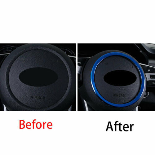 for Kia Seltos 2020-2023 Blue Steering Wheel Central Horn Ring Trim Cover Steel