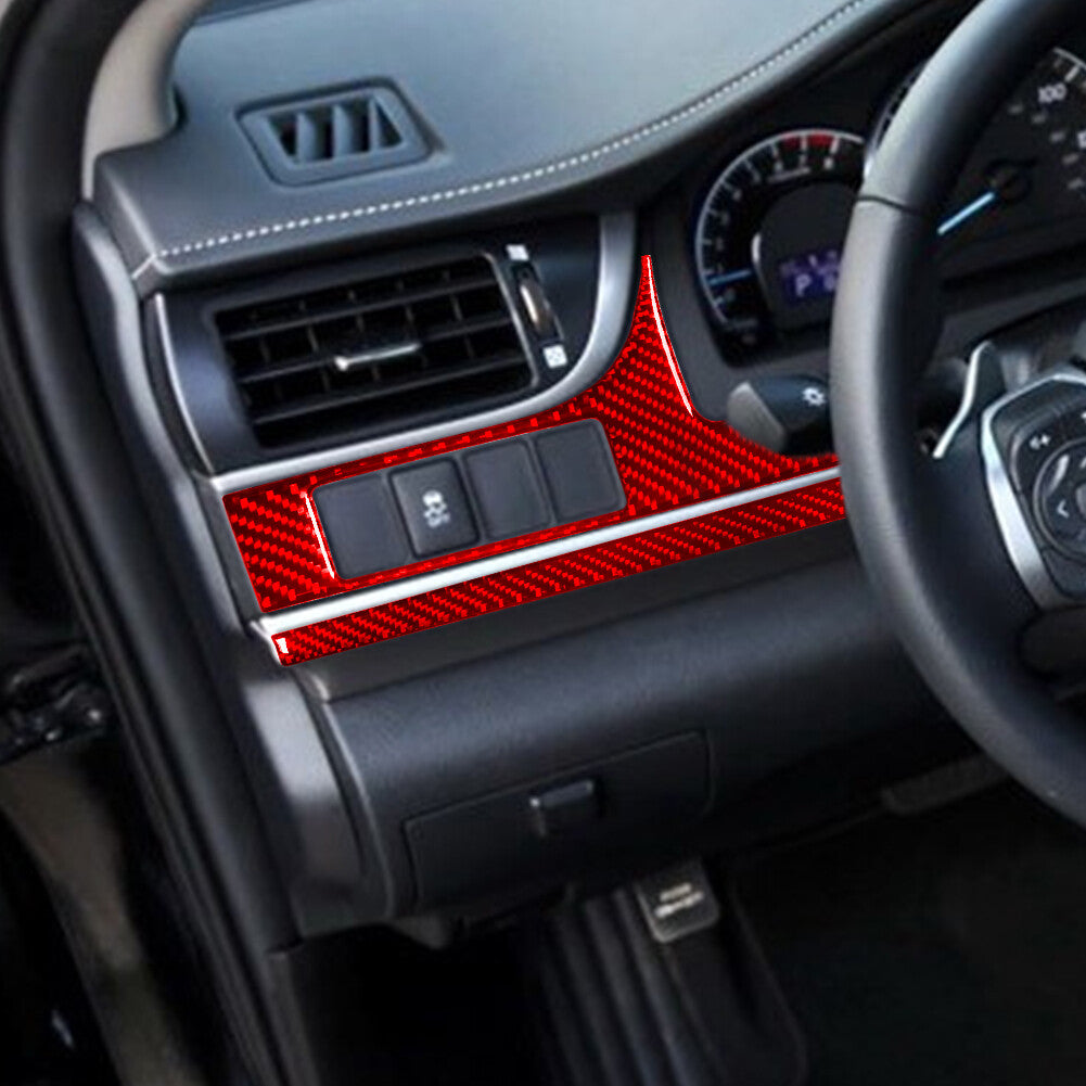 Red for Toyota for Camry 2012-2014 Carbon Fiber Lighting Control Button Frame Cover