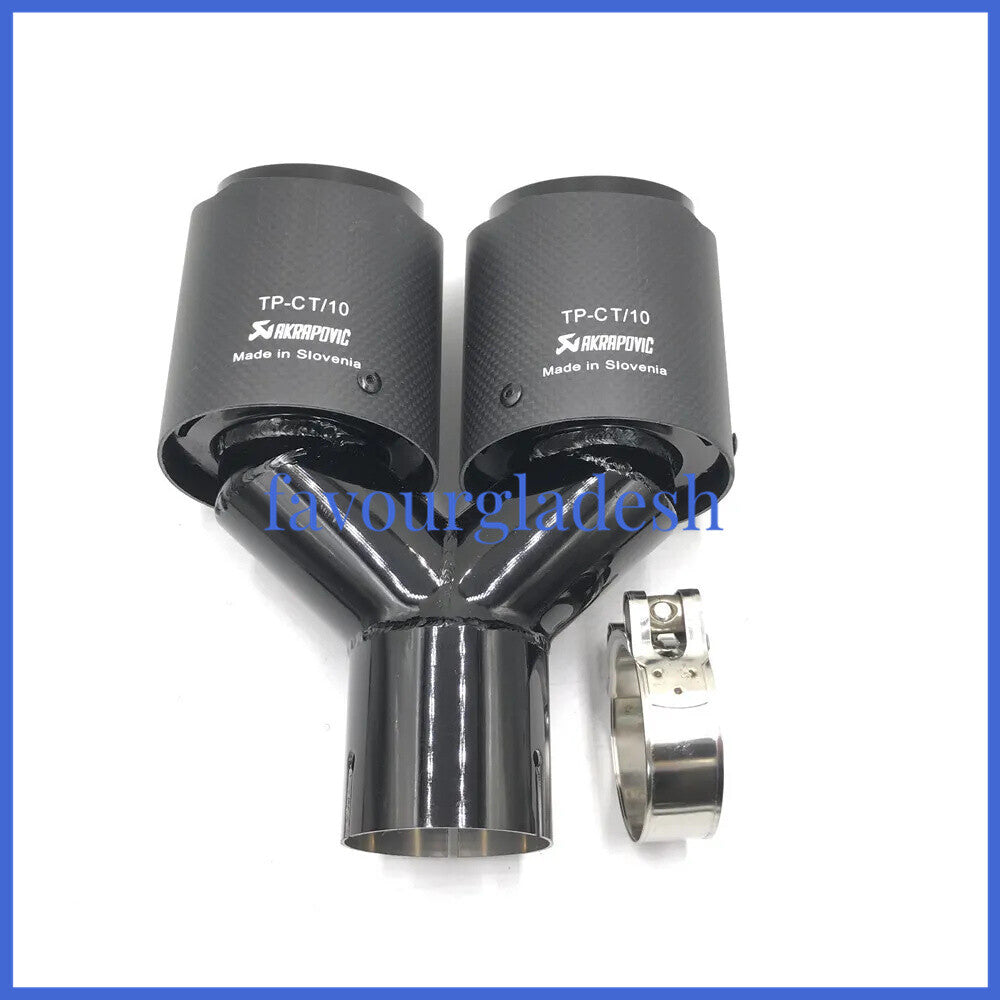 1PCS ID:2.5 (63mm) OD:4.5 (114mm) Akrapovic Carbon Fiber Exhaust Tip Dual Pipe