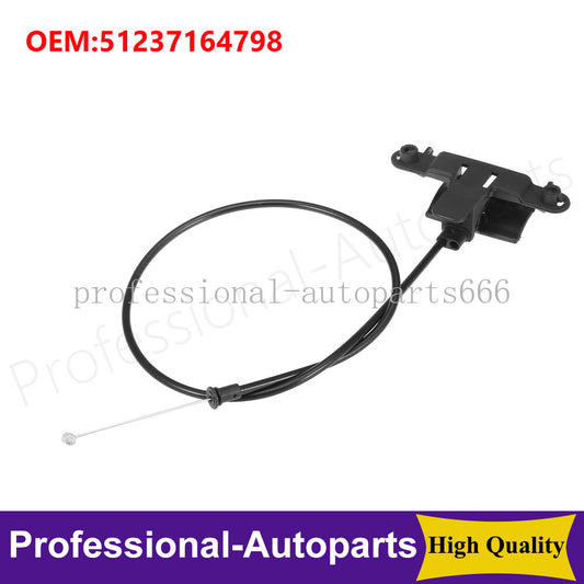 51237164798 Range hood latch release cable, black, for BMW X5 X6 3.0L 4.4L, 2007-2014.