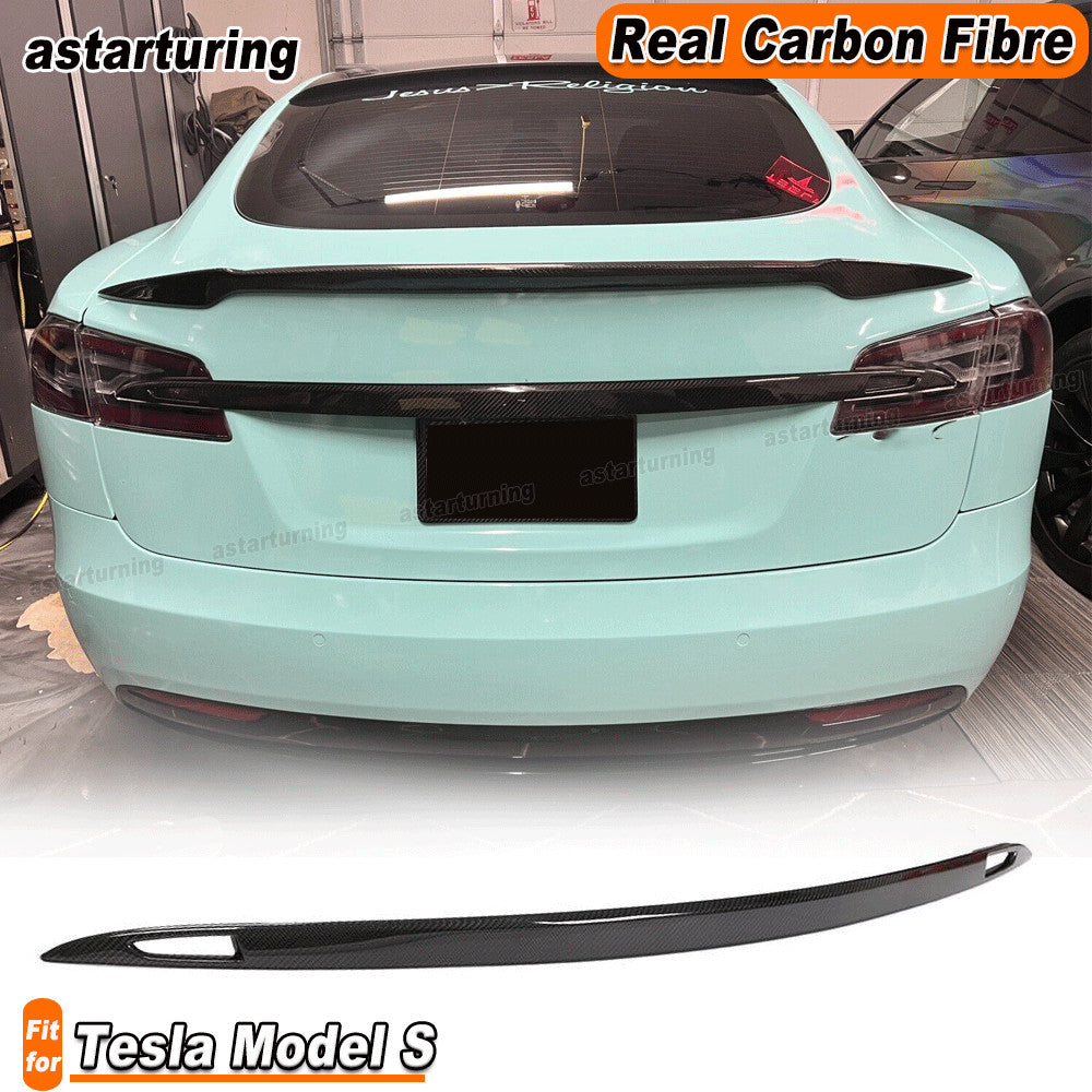 Fit for Tesla for Model S 2016-23 Real Carbon Rear Trunk Lid Tailgate Garnish Trims