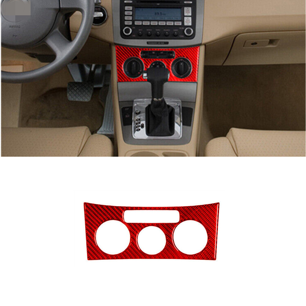 Air Conditioner Controller Trim Cover Carbon Fiber for VW for Passat 2006-2011 Red