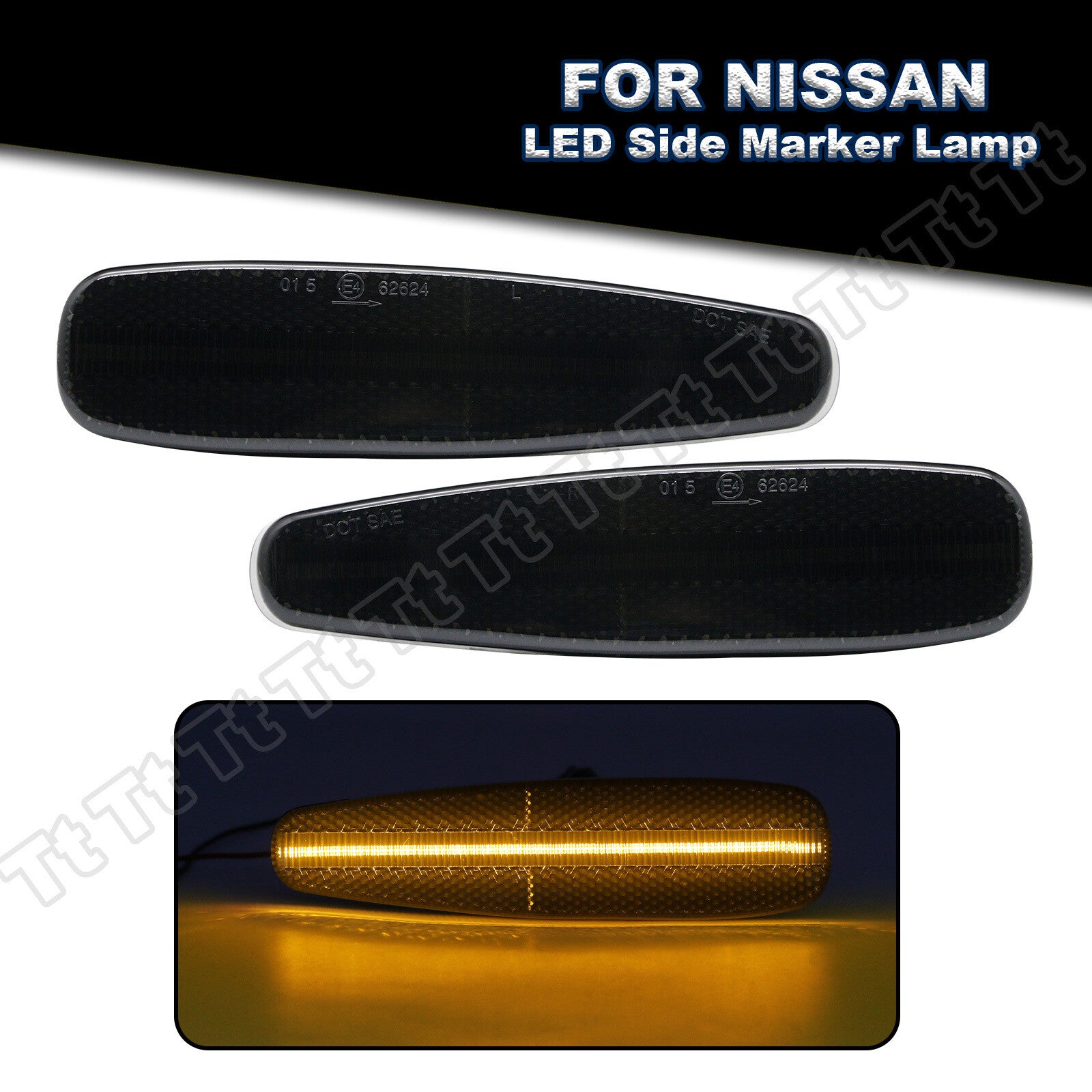 Suitable for 1995-1998 for Nissan 240SX S14 Silvia LED front fender side marker lights (smoked).