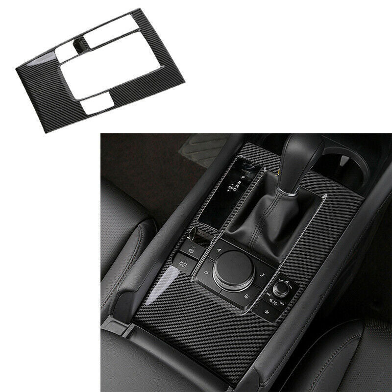 Carbon Fiber Interior Console Gear Shift Box Panel Cover Trim for Mazda 3 20-22