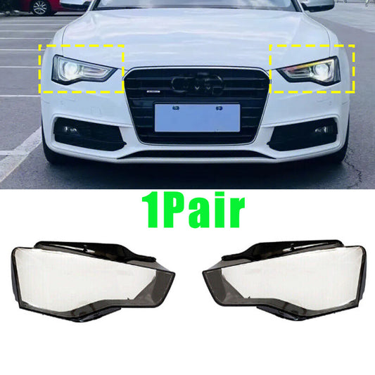 Fit for Audi A5 2012 2013-2016 Pair Headlamp Shade Headlight Lens Transparent Shell