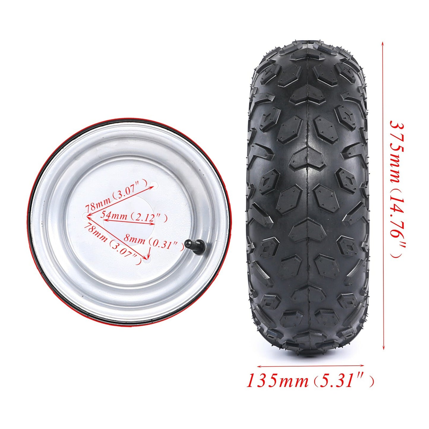 4-piece set of 6-inch wheels, 145/70-6 rims, 3 bolts, 145x70-6 all-terrain vehicle, four-wheel go-kart.