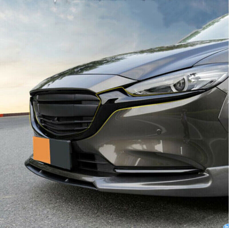 for Mazda 6 2018-2021 Glossy Black Front Bumper Grille Grill Garnish Cover Trims